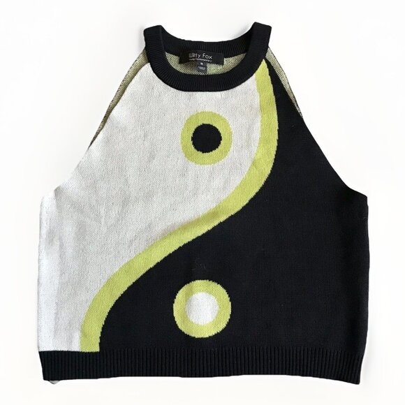 Witty Fox‎ Ying & Yang Cropped Tank in Green and Black, Women’s Medium - Picture 2 of 5
